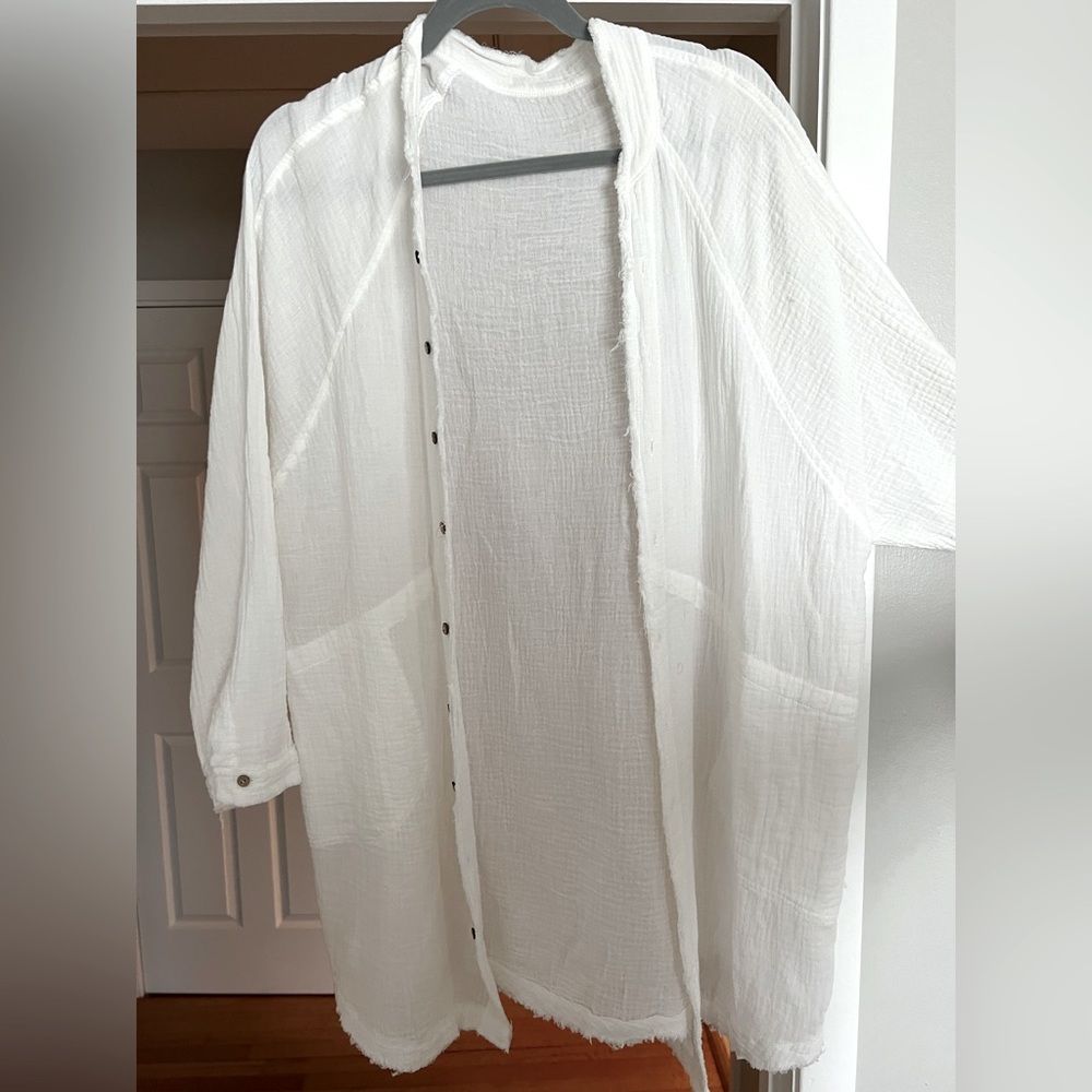 White long sleeve bathing suit cover up